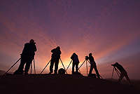 Photographing Sunrise, Over Formations, Badlands National Park, SD