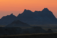 Badlands at Sunset, Badlands National Park, South Dakota